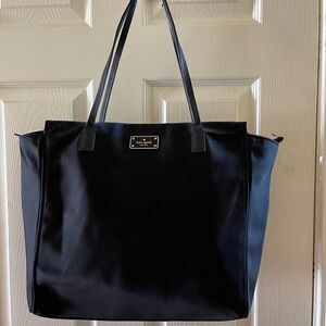 Kate Spade black nylon  large tote/shoulder bag top zipper .